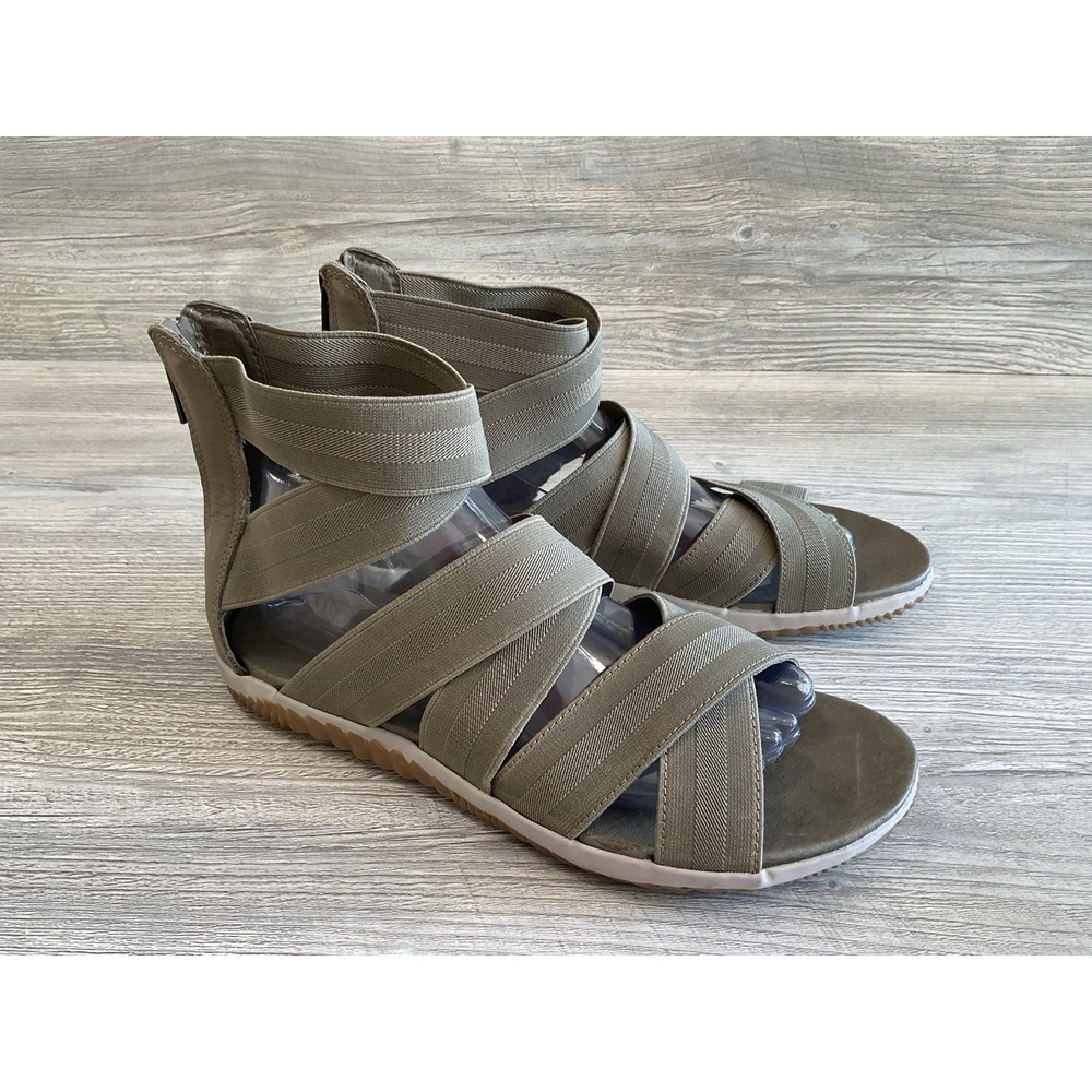 Sorel Out N About Green Gladiator Back Zip Sandals NL3246-365 Womens Size 10